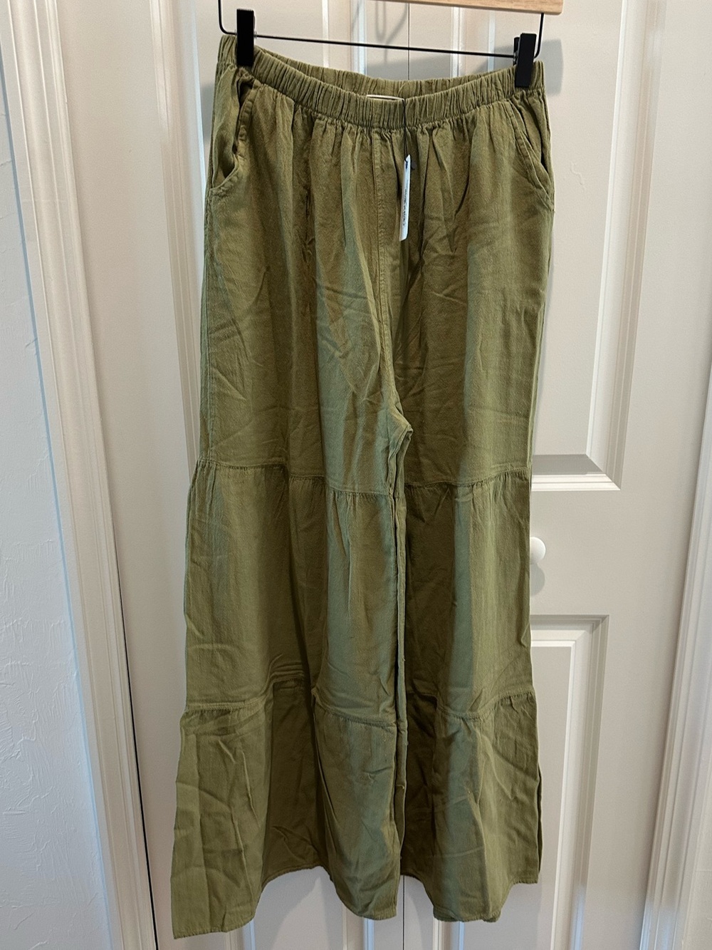 Seaspice Olive Green 100% Peruvian Cotton Wide Leg Pants NWT
